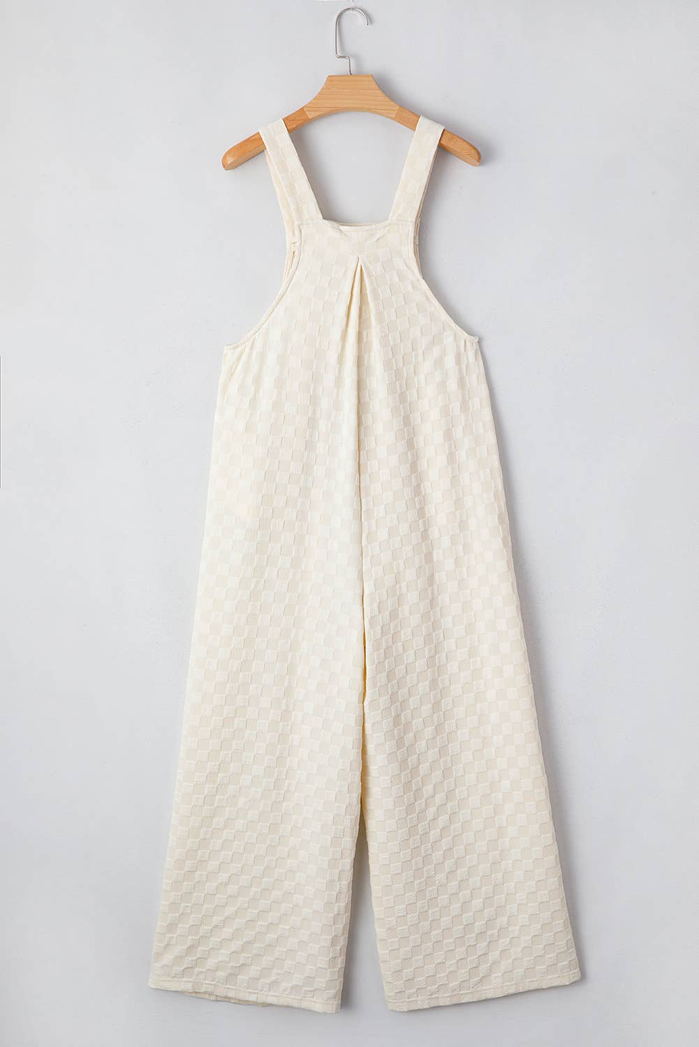 Checkered High Waist Wide Leg Overall: Beige