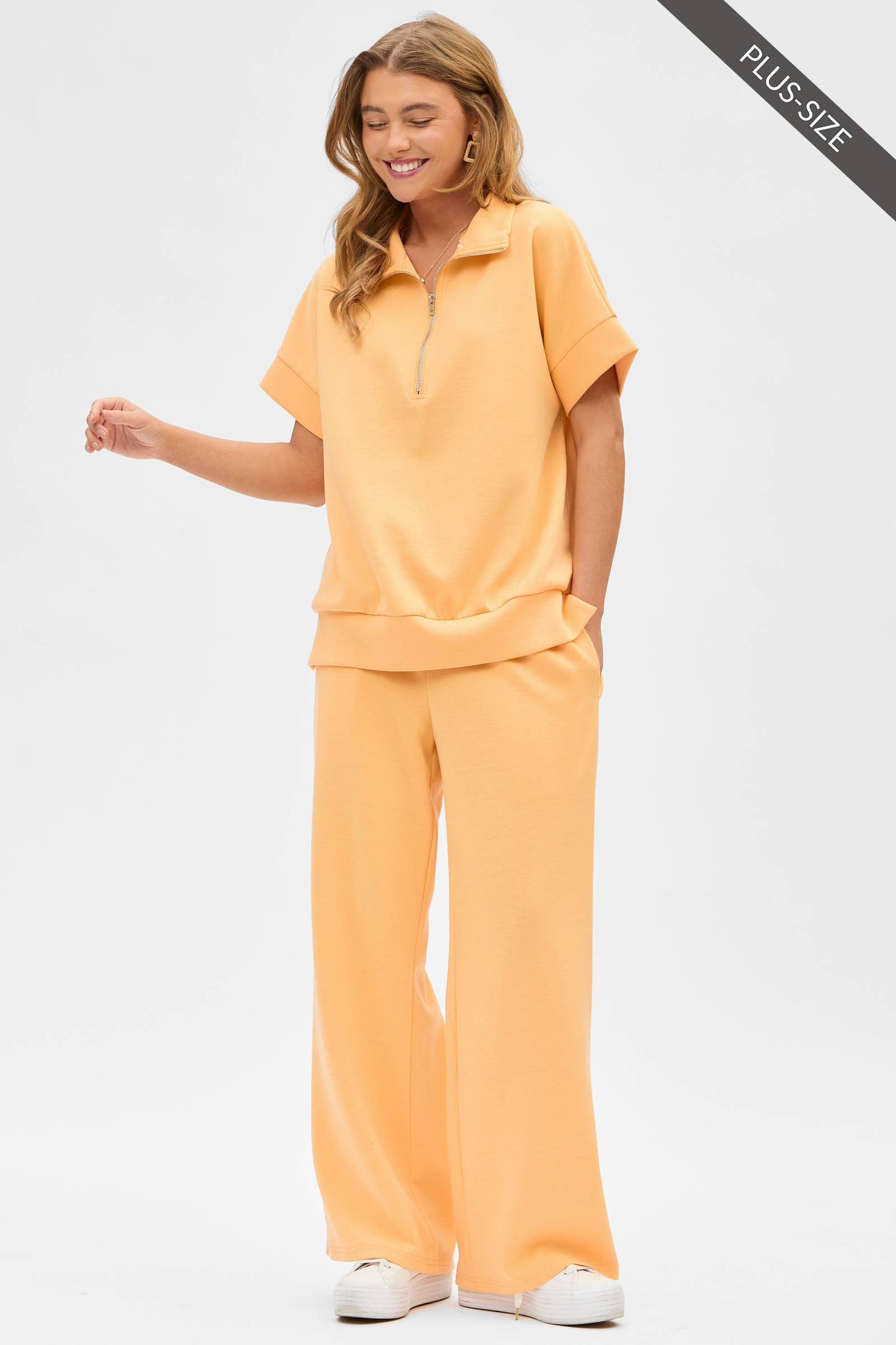 CURVY Quarter Zip + Pants Travel Set: Sunkist