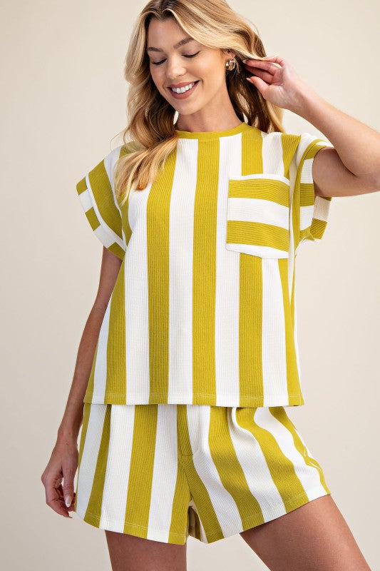 Lime Pocket Stripe Set