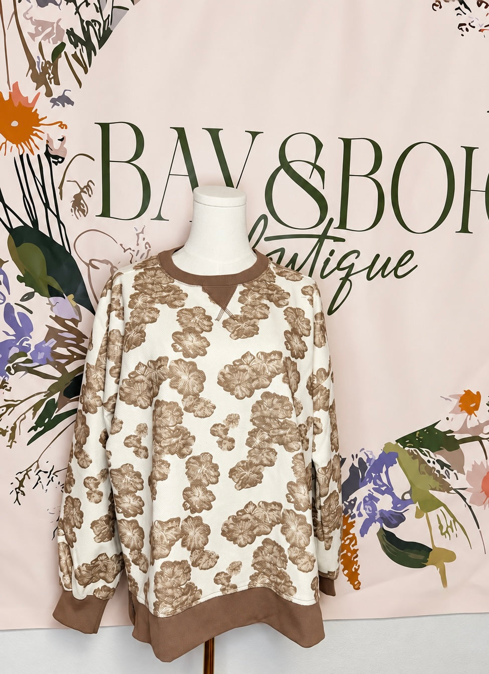 Mocha Floral Pullover