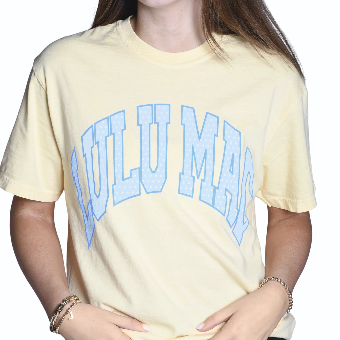 LULU MAC BUTTER POLKA DOT COMFORT COLOR TEE