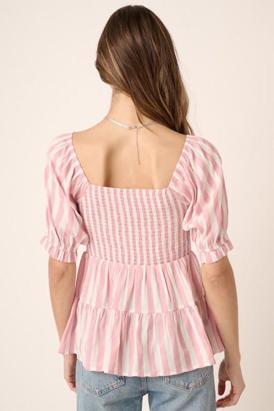 Pink Striped Babydoll Toop
