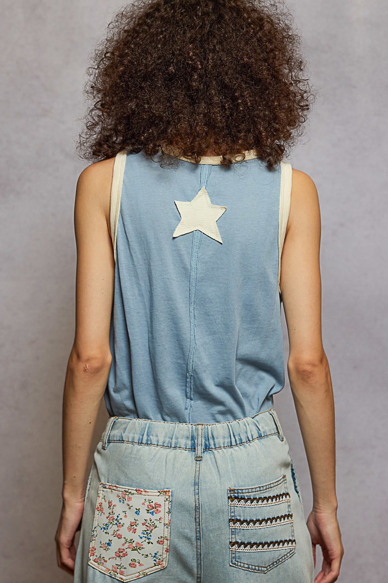 V-Neck Star Lace Tank