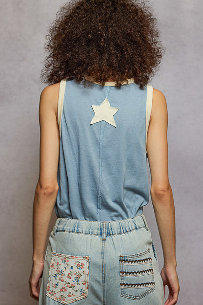 V-Neck Star Lace Tank