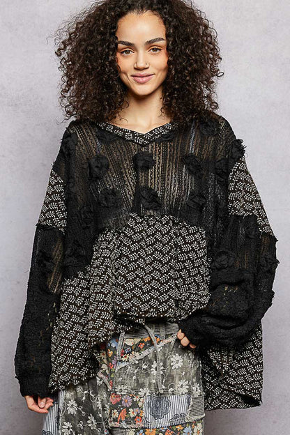 Black Eyelet Floral Ruffle Top