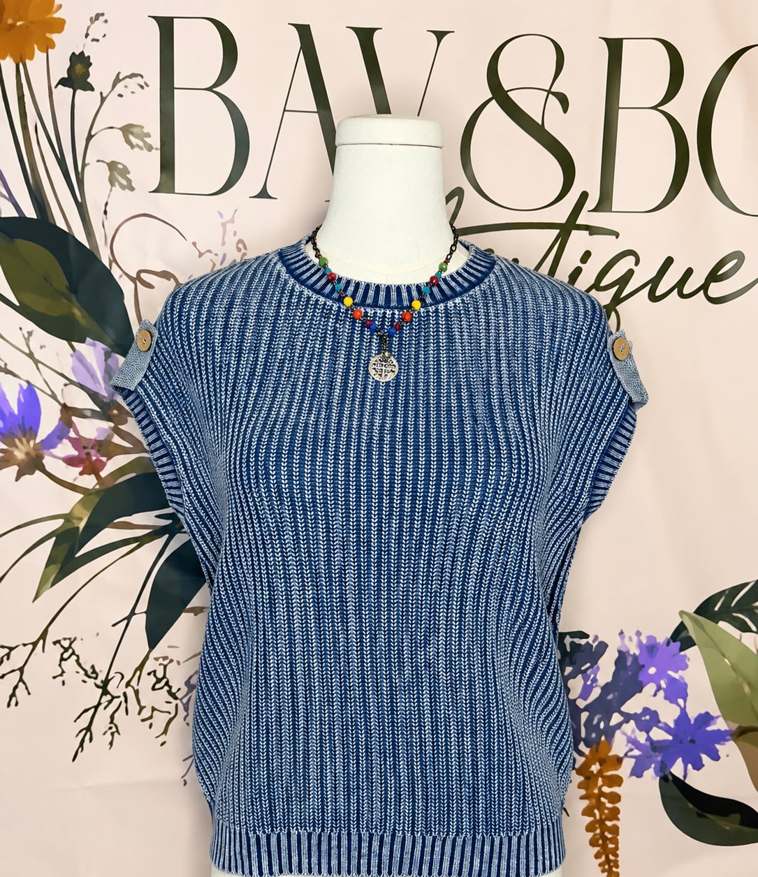 Washed Away Button Knit Top