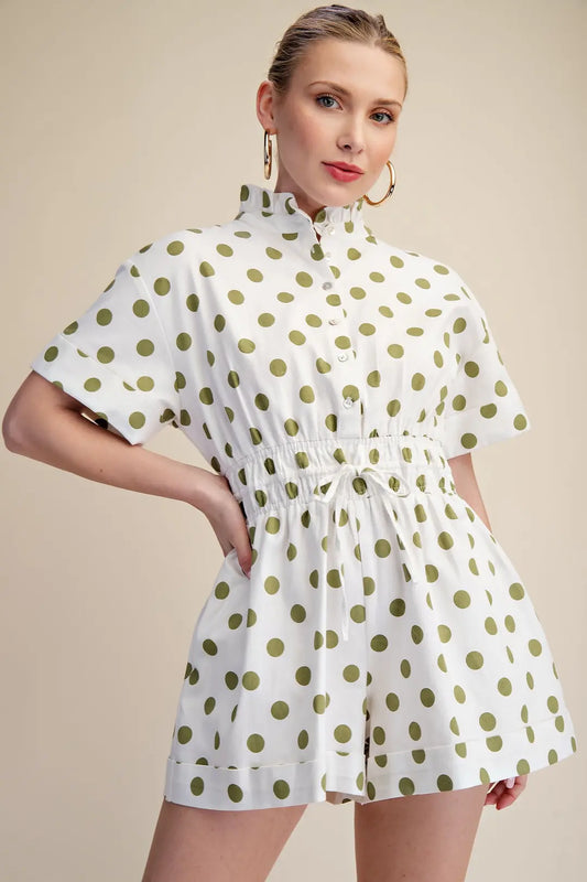 Olive Dot Darling Romper