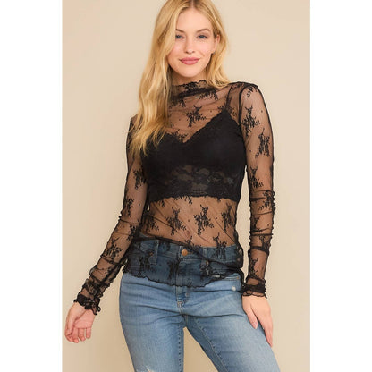 MESH Long Sleeve Fitted Top: Light Yellow