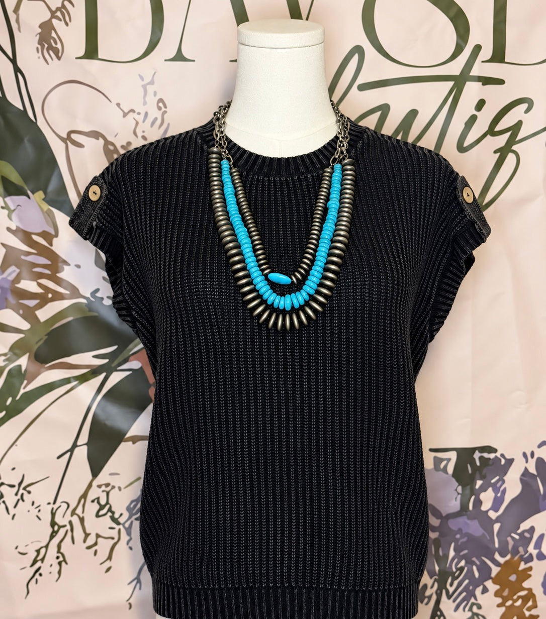 Washed Away Button Knit Top