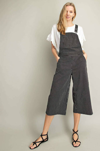 Off White Pin Stripe Wide Leg Overall