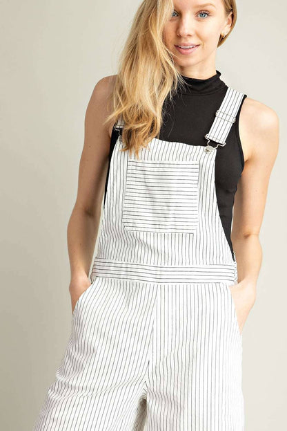 Off White Pin Stripe Wide Leg Overall