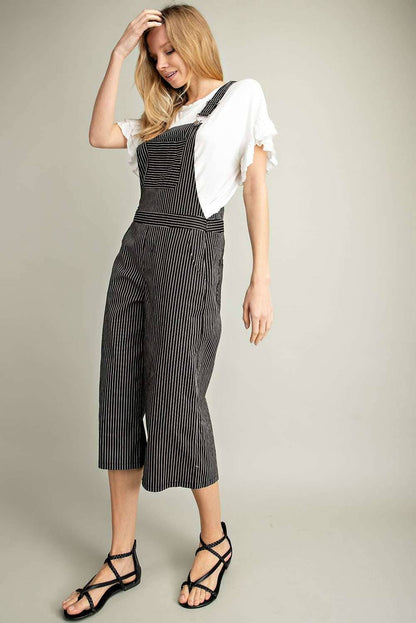 Off White Pin Stripe Wide Leg Overall