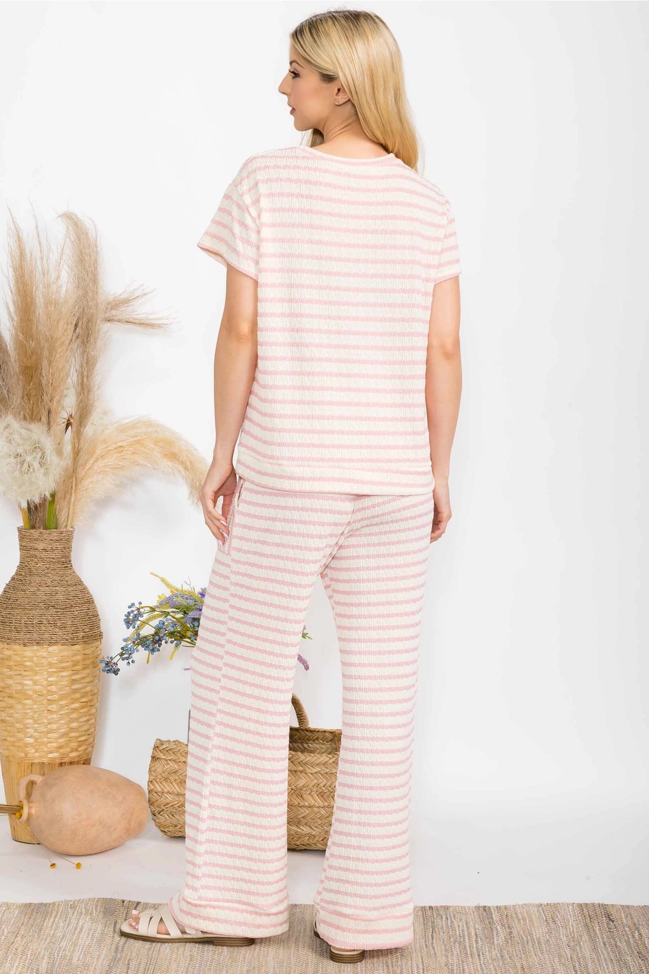 Curvy: Pink & Cream Striped Set