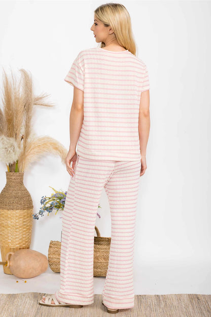 Curvy: Pink & Cream Striped Set
