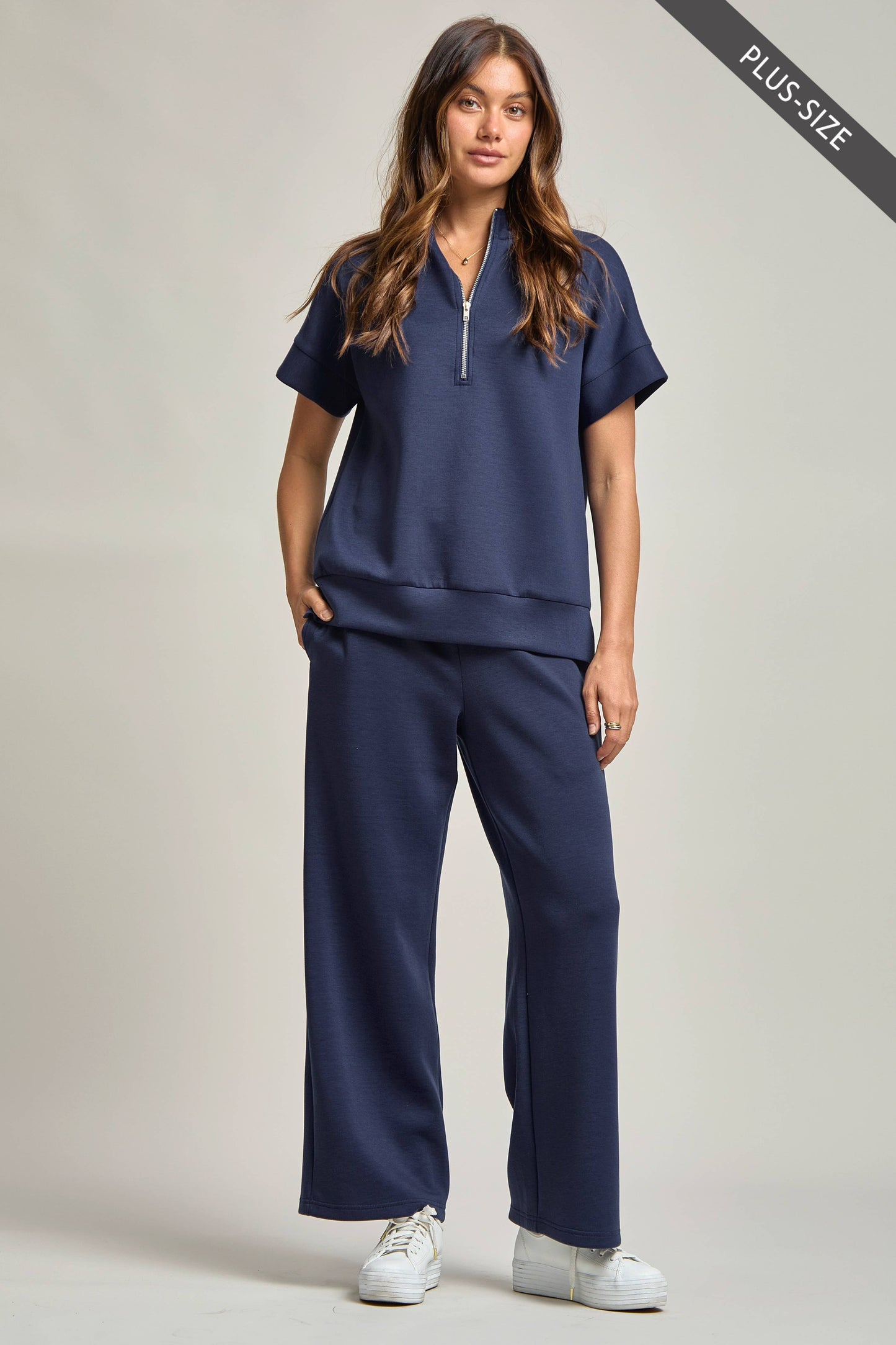 CURVY Quarter Zip + Pants Travel Set: Navy