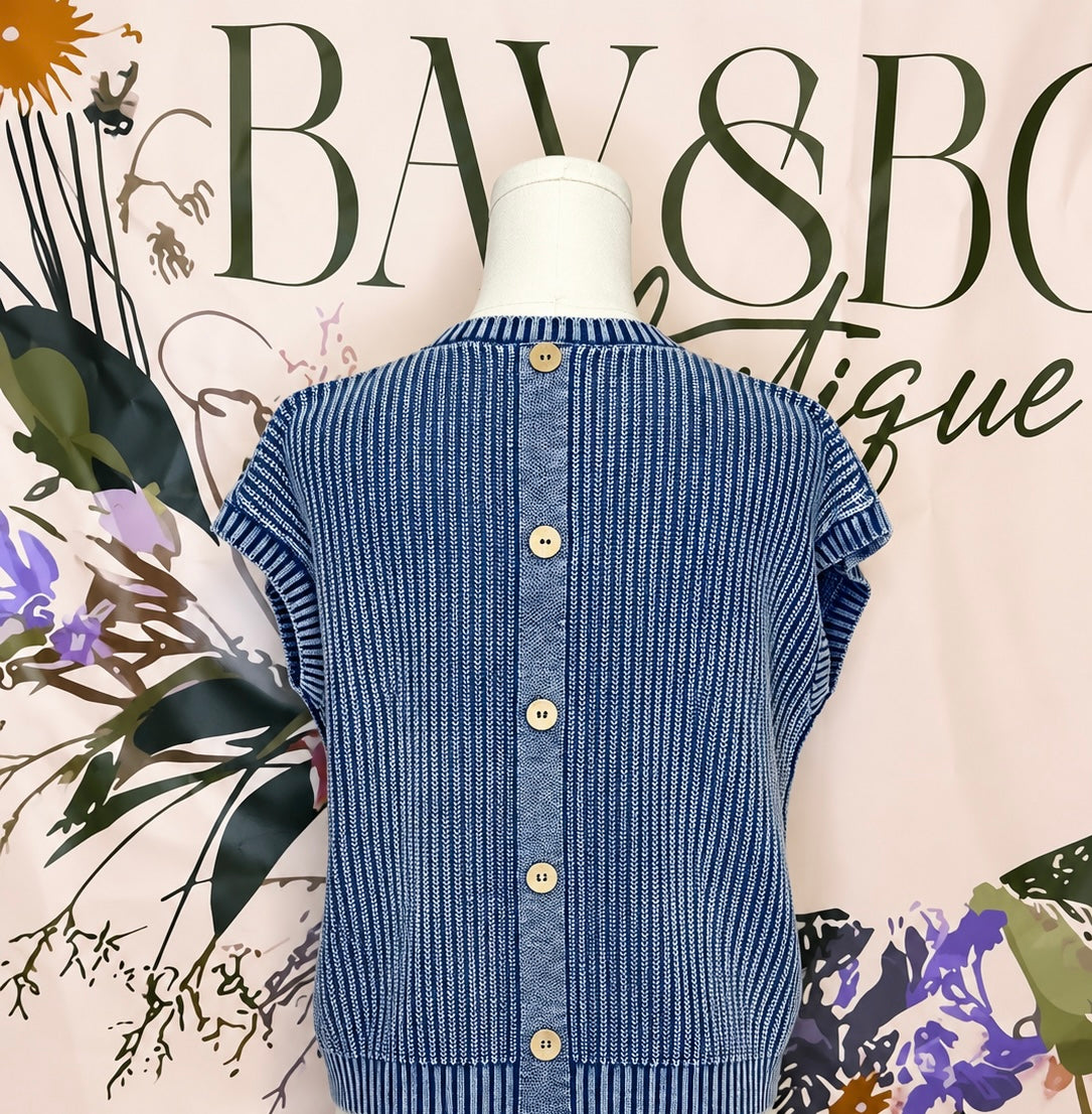 Washed Away Button Knit Top