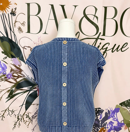 Washed Away Button Knit Top