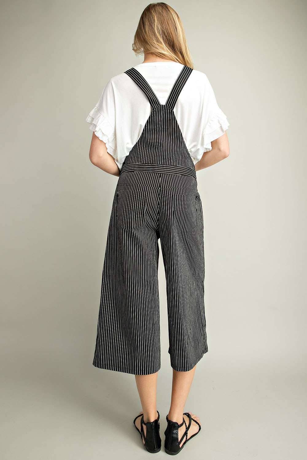 Off White Pin Stripe Wide Leg Overall