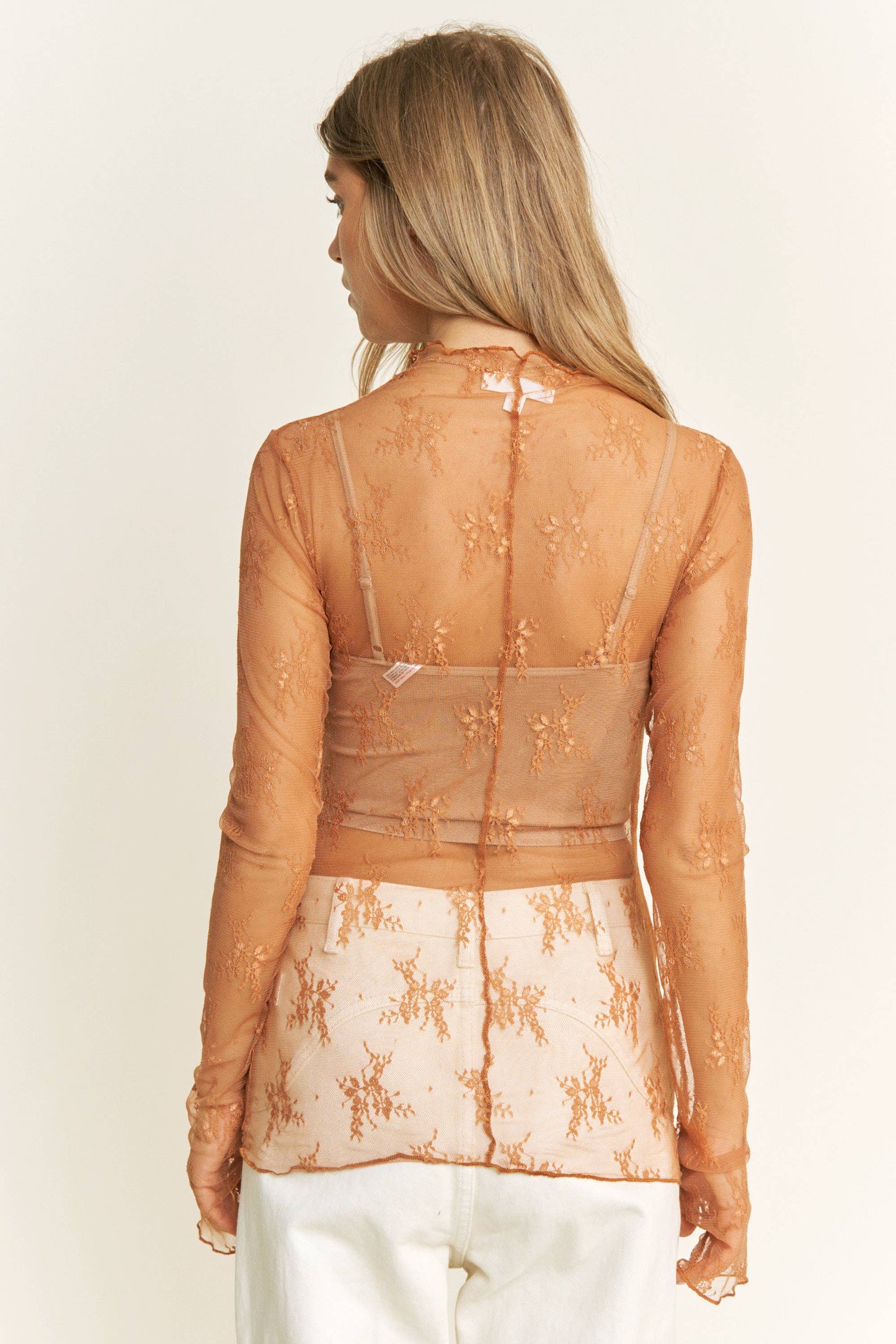MESH Long Sleeve Fitted Top: Light Yellow