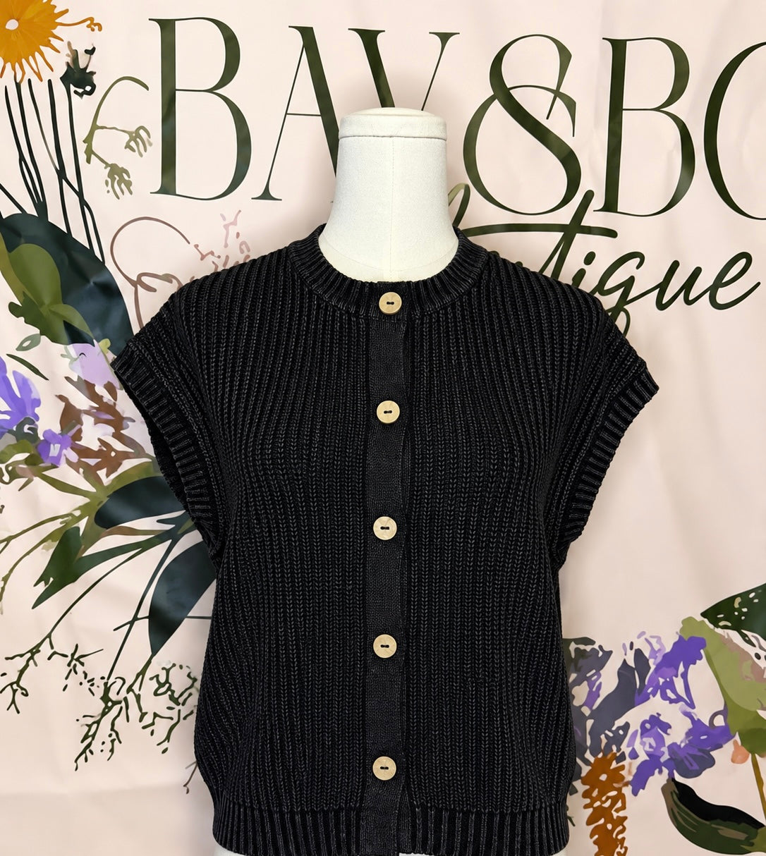 Washed Away Button Knit Top