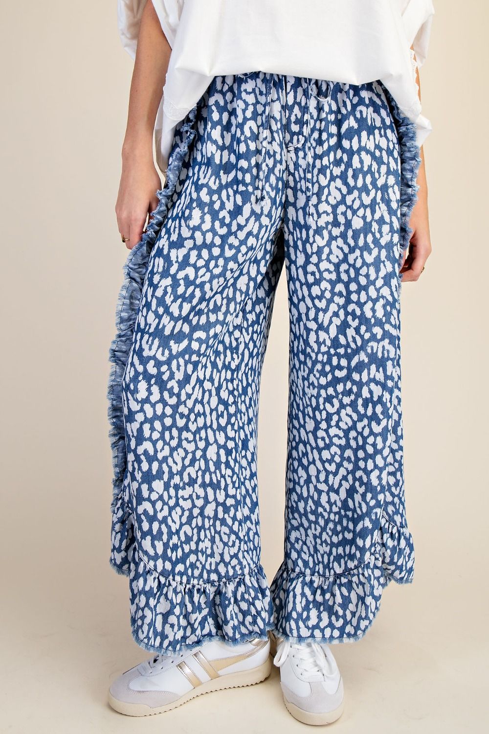 Curvy: Wild Blue Leopard Pants