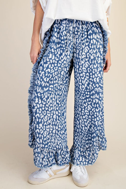 Wild Blue Leopard Pants