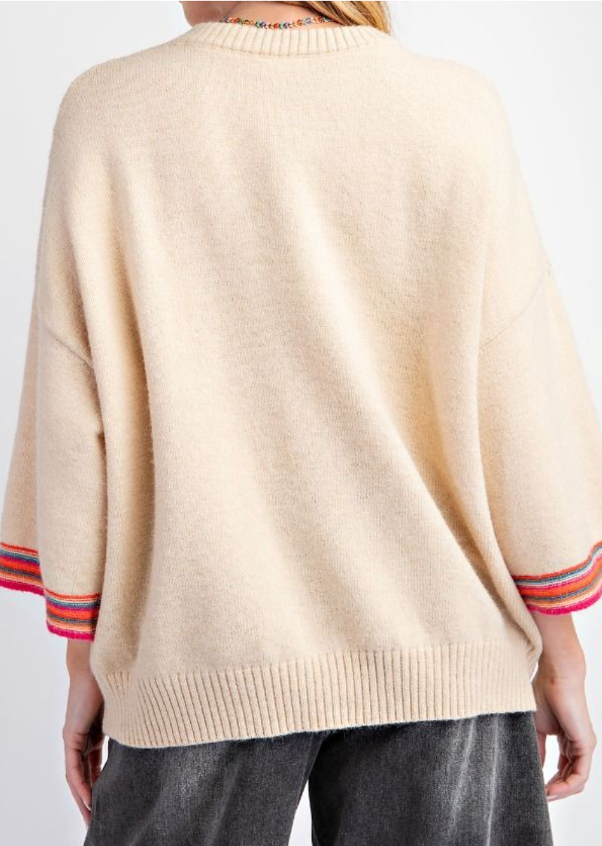 Curvy: Floral Pattern Knitted Sweater