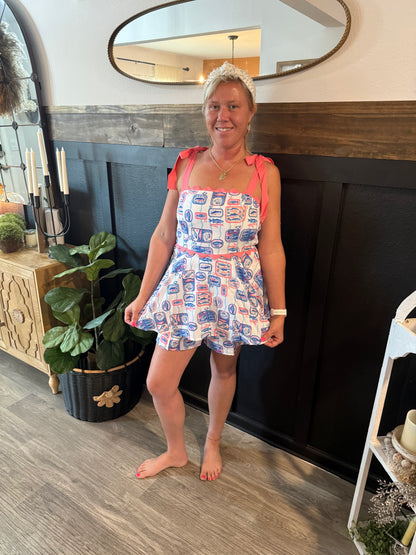 Coastal Catch Sardine Print Romper