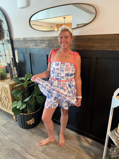 Coastal Catch Sardine Print Romper