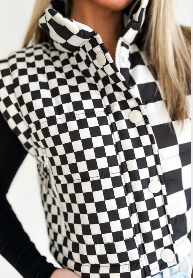 Checkered Puffer Vest