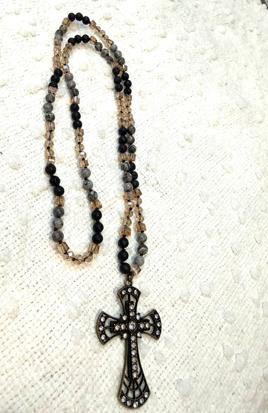 Rhinestone Cross Necklace