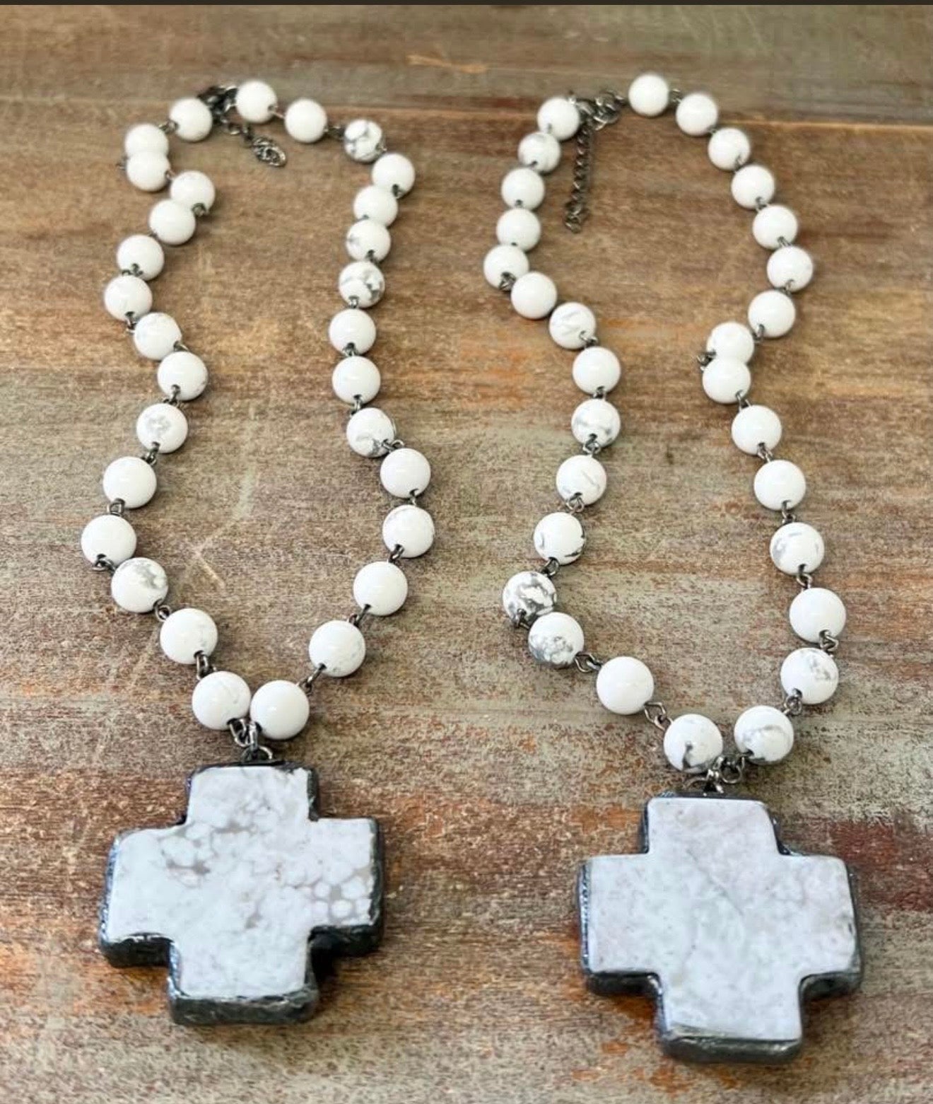 White & Black Cross Necklace
