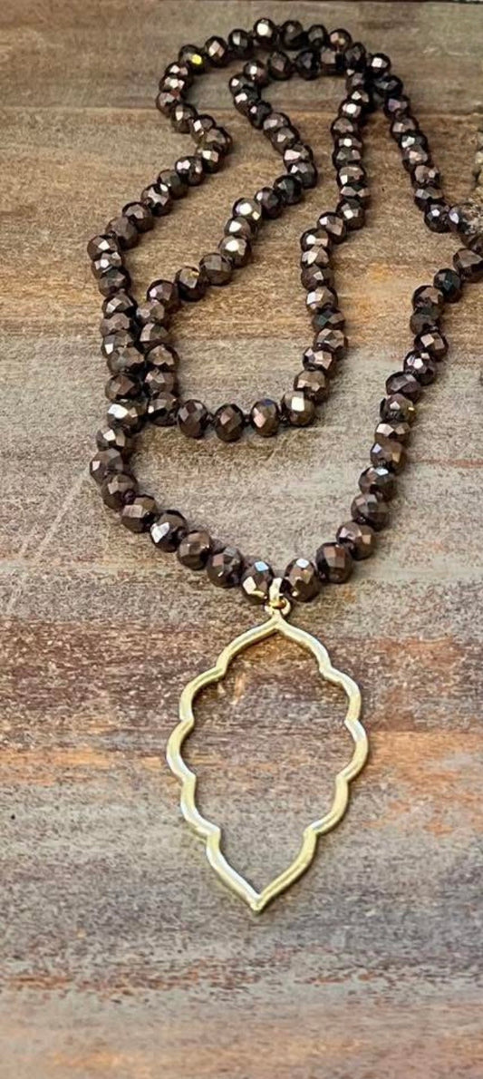 Brown & Gold Pendant Necklace