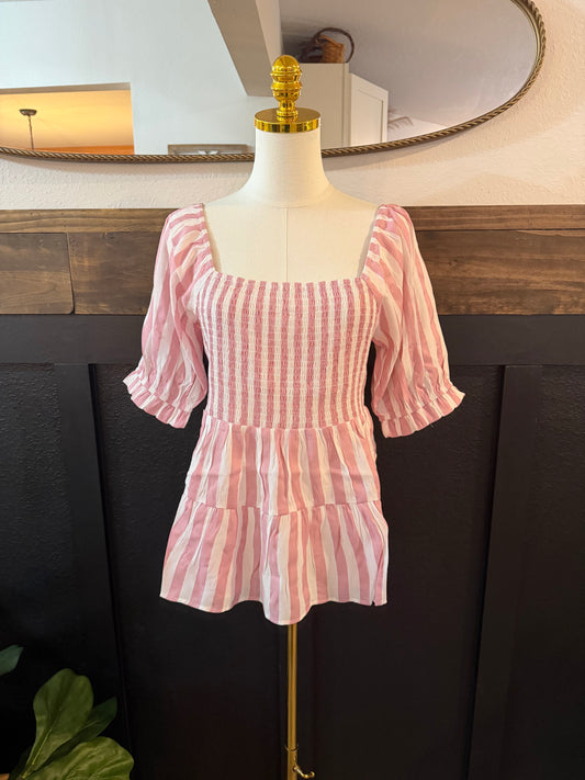 Pink Striped Babydoll Toop