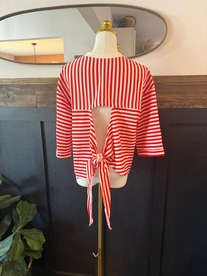 Sweet on Stripes Tie Back Top