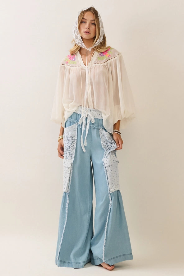 Curvy: Ocean Mist Palazzo Pant
