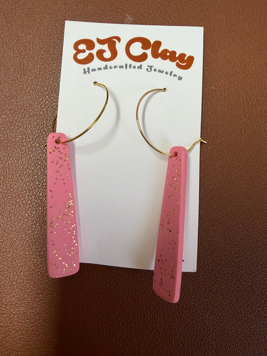 Pink Clay Hoop Earrings