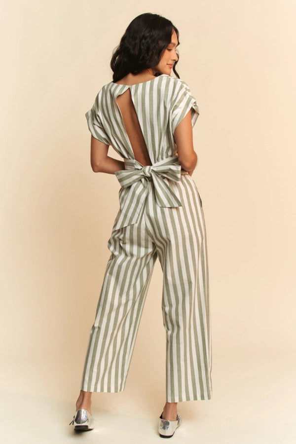 Sage Striped High Waist Pant Set