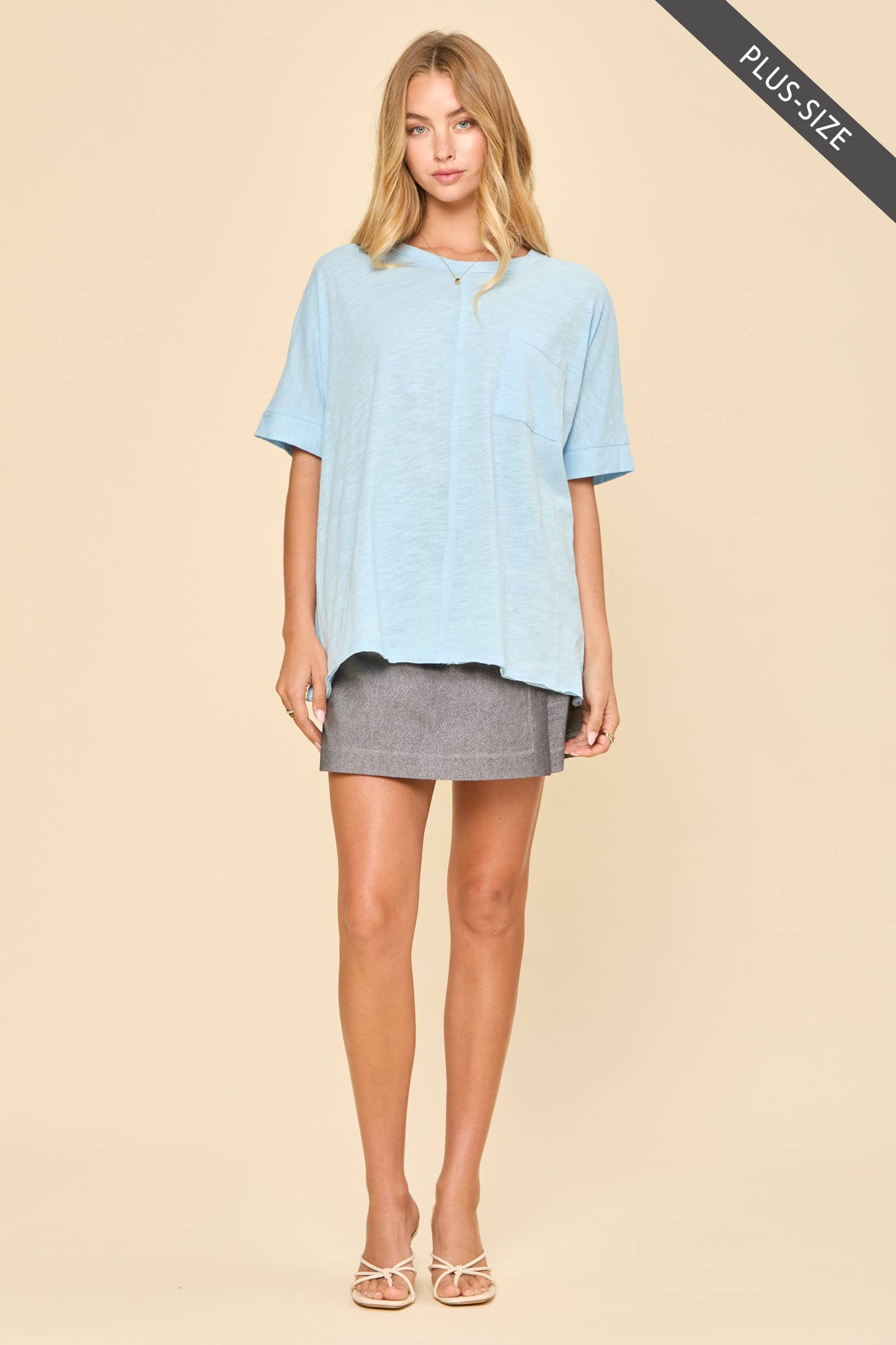 Curvy: Coastal Calm T-Shirt-Light Blue