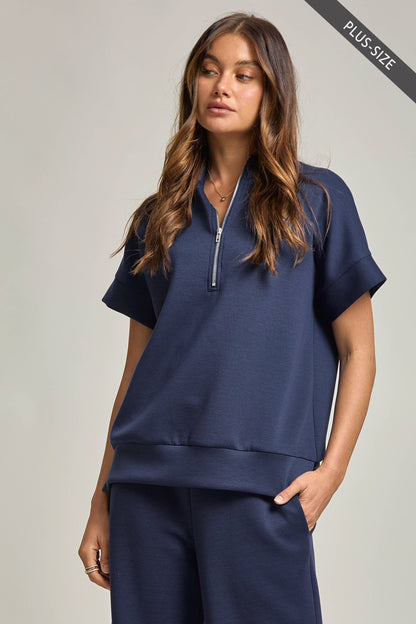 CURVY Quarter Zip + Pants Travel Set: Navy