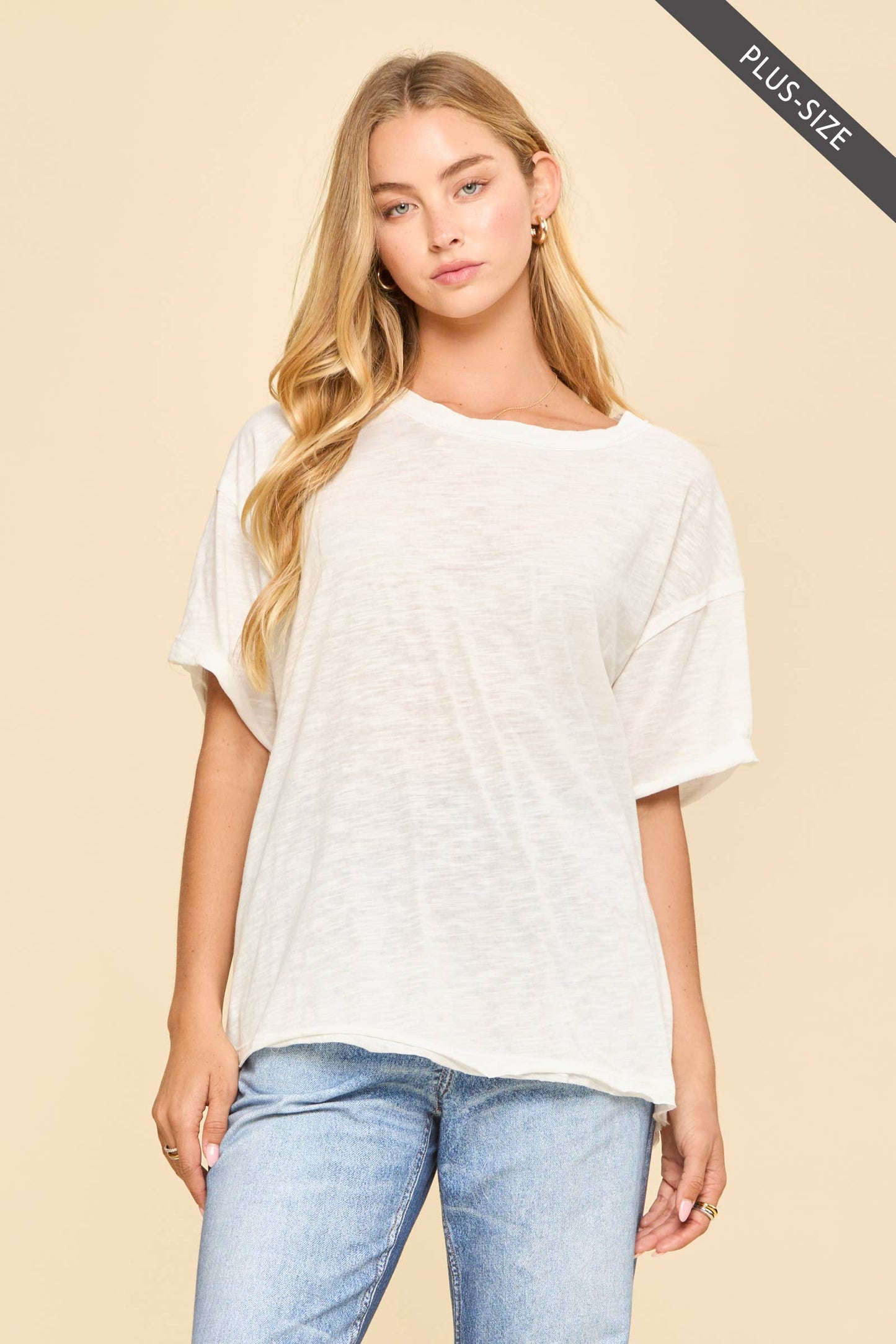 Curvy: Cloud Nine T-Shirt-Ivory