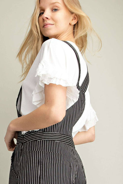 Off White Pin Stripe Wide Leg Overall