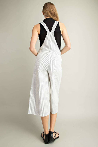 Off White Pin Stripe Wide Leg Overall