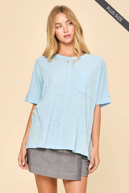 Curvy: Coastal Calm T-Shirt-Light Blue