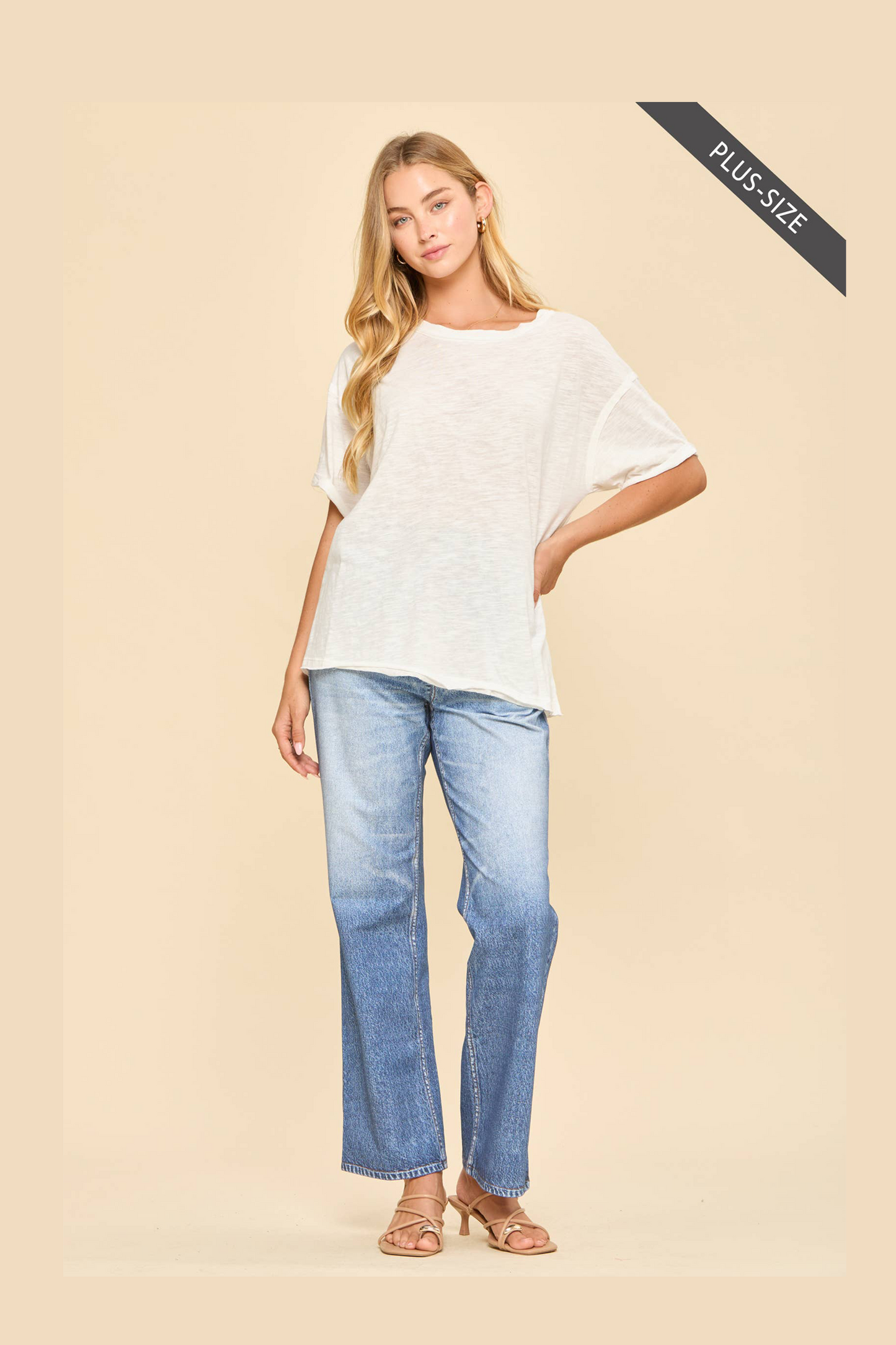 Curvy: Cloud Nine T-Shirt-Ivory