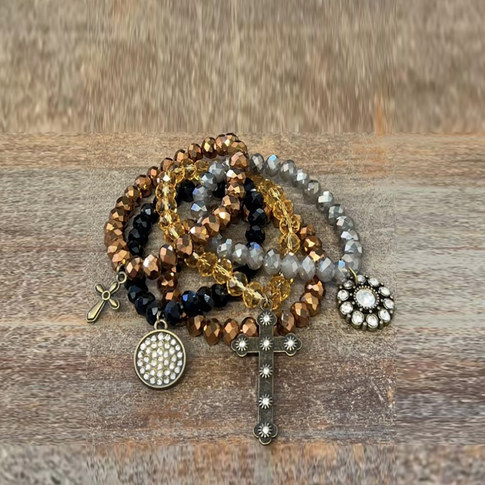 Multi-Cross & Rhinestone Bracelet