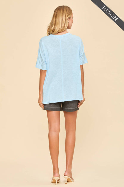 Curvy: Coastal Calm T-Shirt-Light Blue