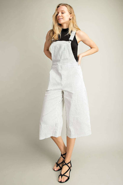 Off White Pin Stripe Wide Leg Overall