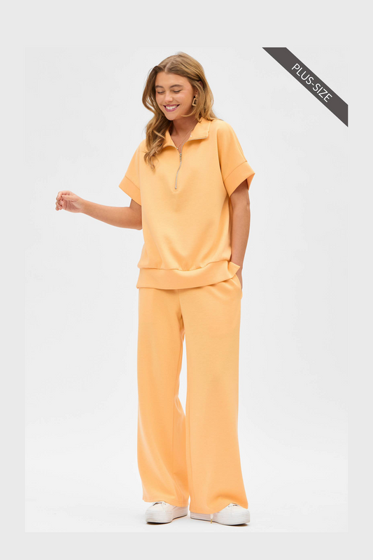 CURVY Quarter Zip + Pants Travel Set: Sunkist